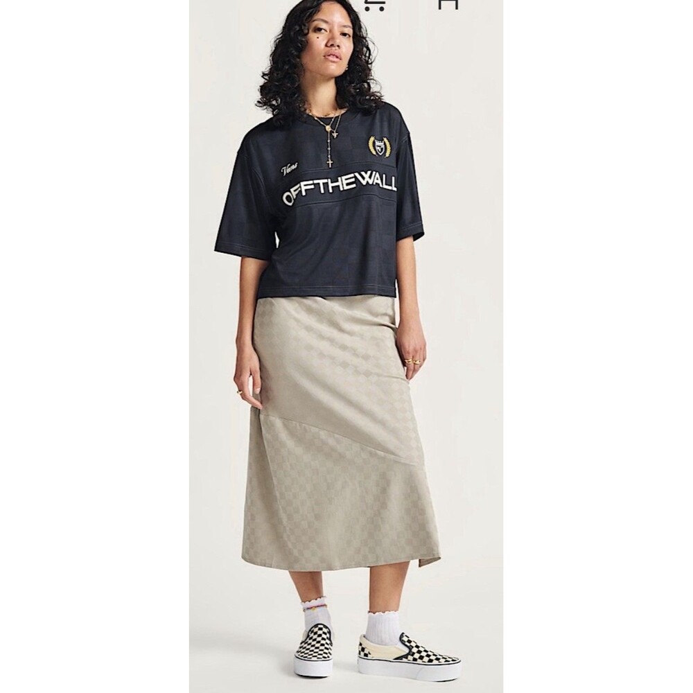 EUC Vans Charmeuse Diana Column Skirt Sz L Women "London Fog" grey/taupe